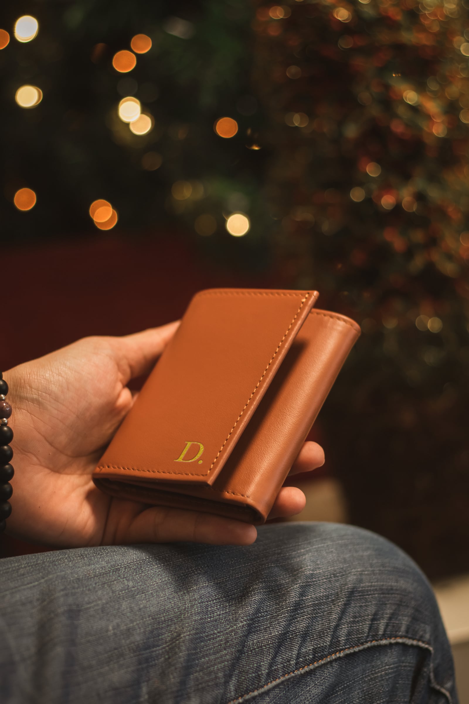 Personalization — gold foil on leather